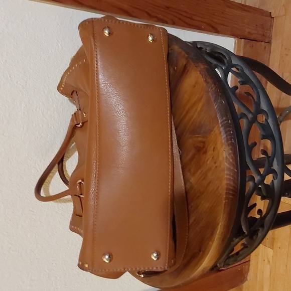 Michael Kors Hamilton SATCHEL PURSE Neutral Cognac Gorgeous Gold - Picture 6 of 10